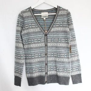 Telluride Clothing Co Women Wool Cardigan Sweater NEW Faire Isle striped Small